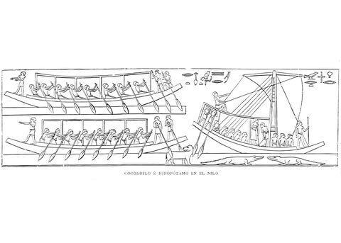 Ancient Egyptian Depiction Of Crocodiles And Hippopotamus In The Nile Coloring Page